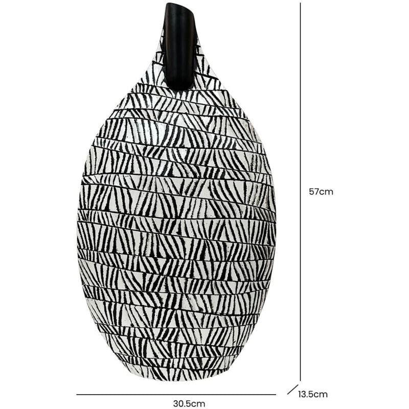 Black & White Patterned Vase - Large