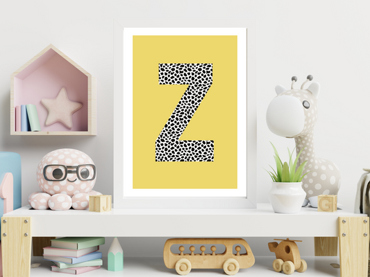 Yellow Initial Personalised Print