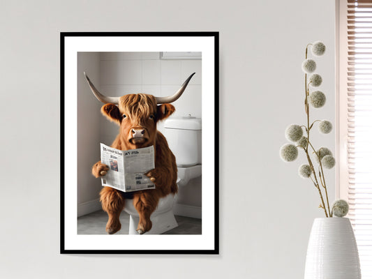 Highland Cow on Toilet