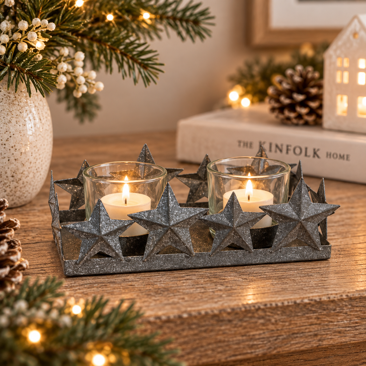 Metal Star Candle Holder Plate | 16.5cm