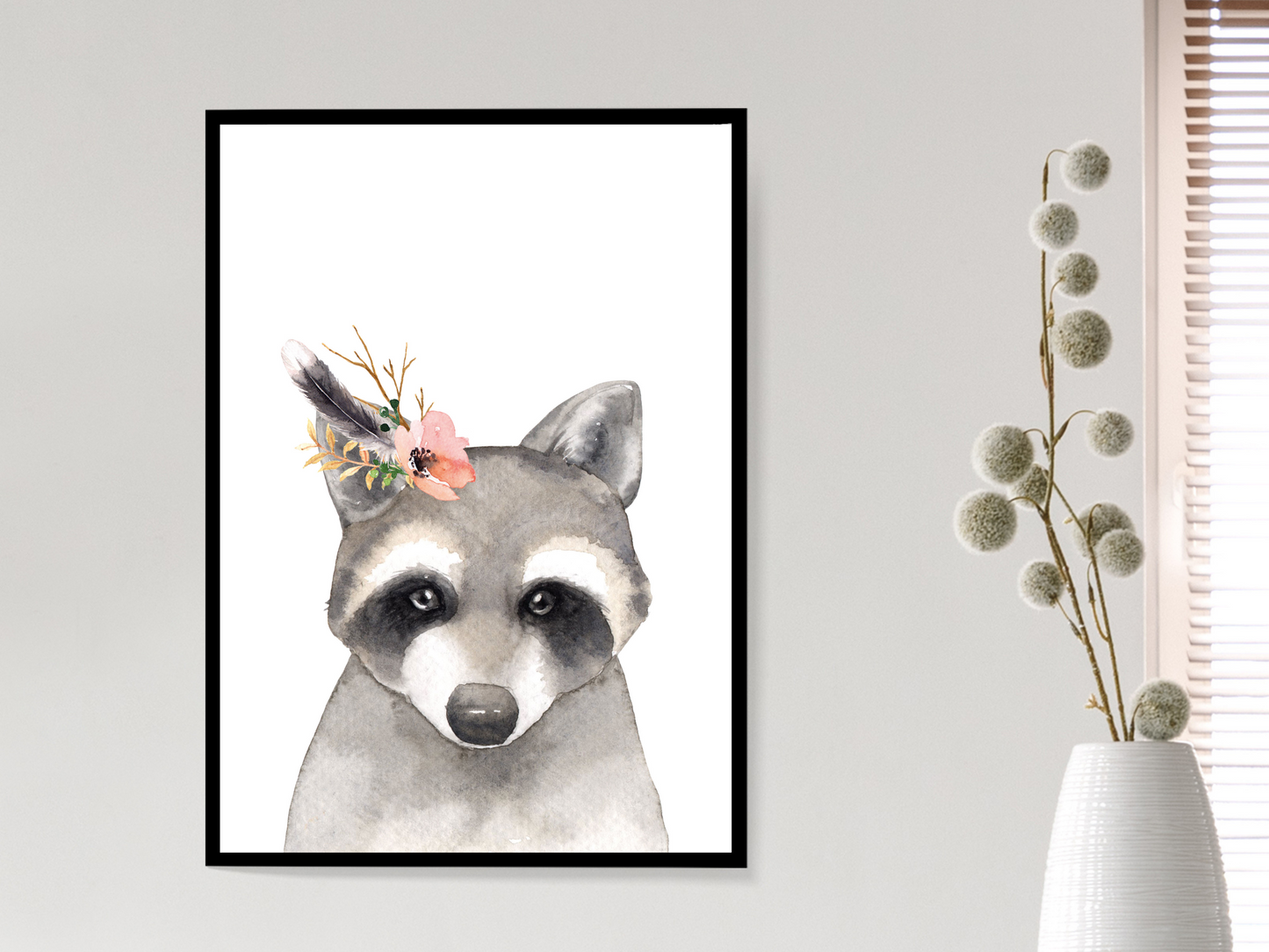 Floral Woodland Raccoon