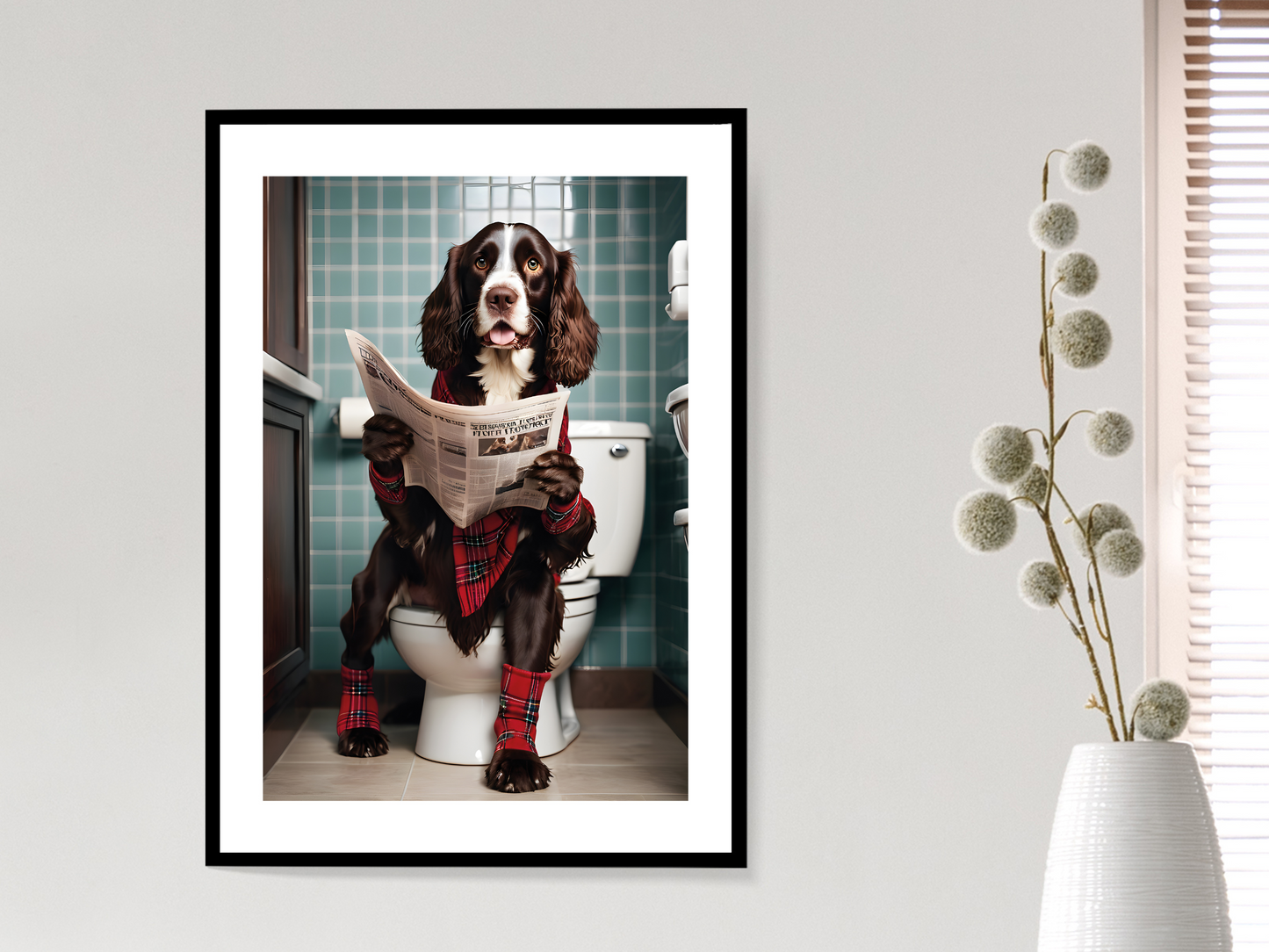 Springer Spaniel on Toilet