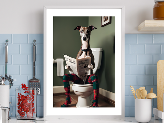 Whippet on Toilet
