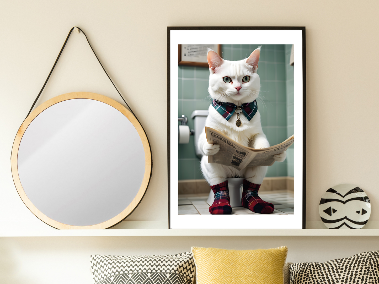 White Cat On Toilet