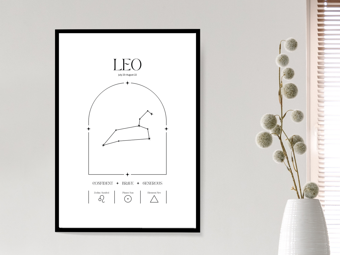 Leo Zodiac Print | Minimalist Astrology Poster