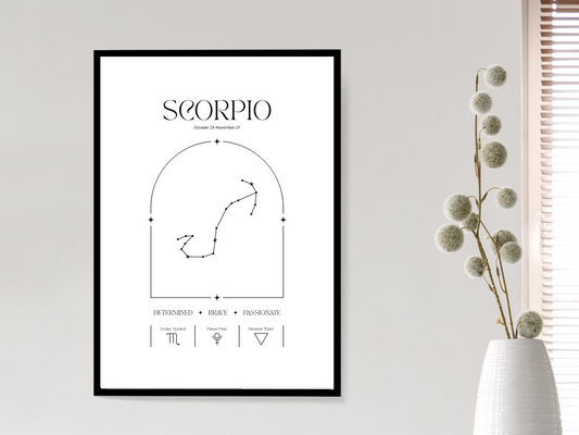 Scorpio Zodiac Print | Minimalist Astrology Poster