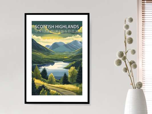 Scottish Highlands Travel Poster | Vintage Wall Print