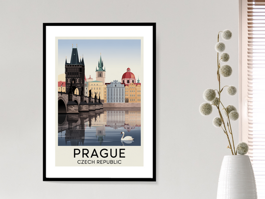 Prague Travel Poster | Vintage Wall Print