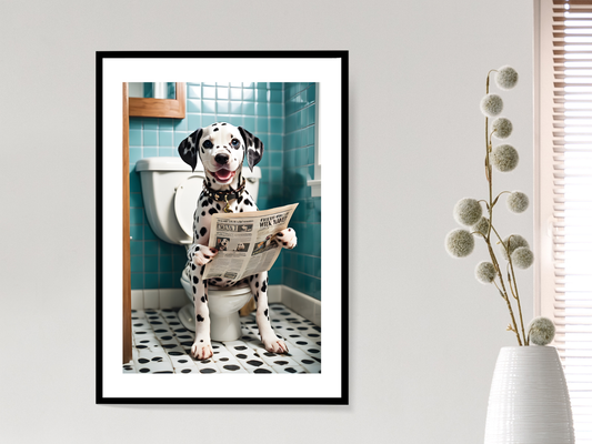 Dalmatian Dog on Toilet