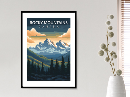 Rocky Mountains Travel Poster | Vintage Wall Print