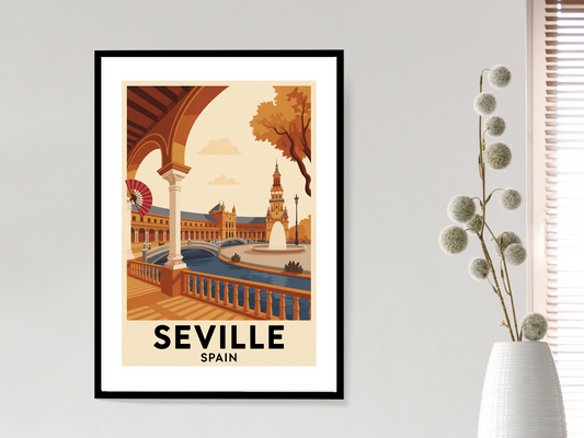 Seville Spain Travel Poster | Vintage Wall Print