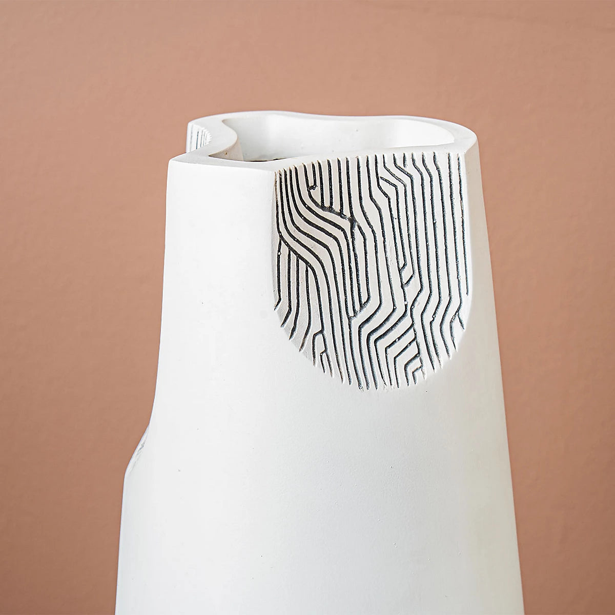 White & Grey Sculptured Vase - Large