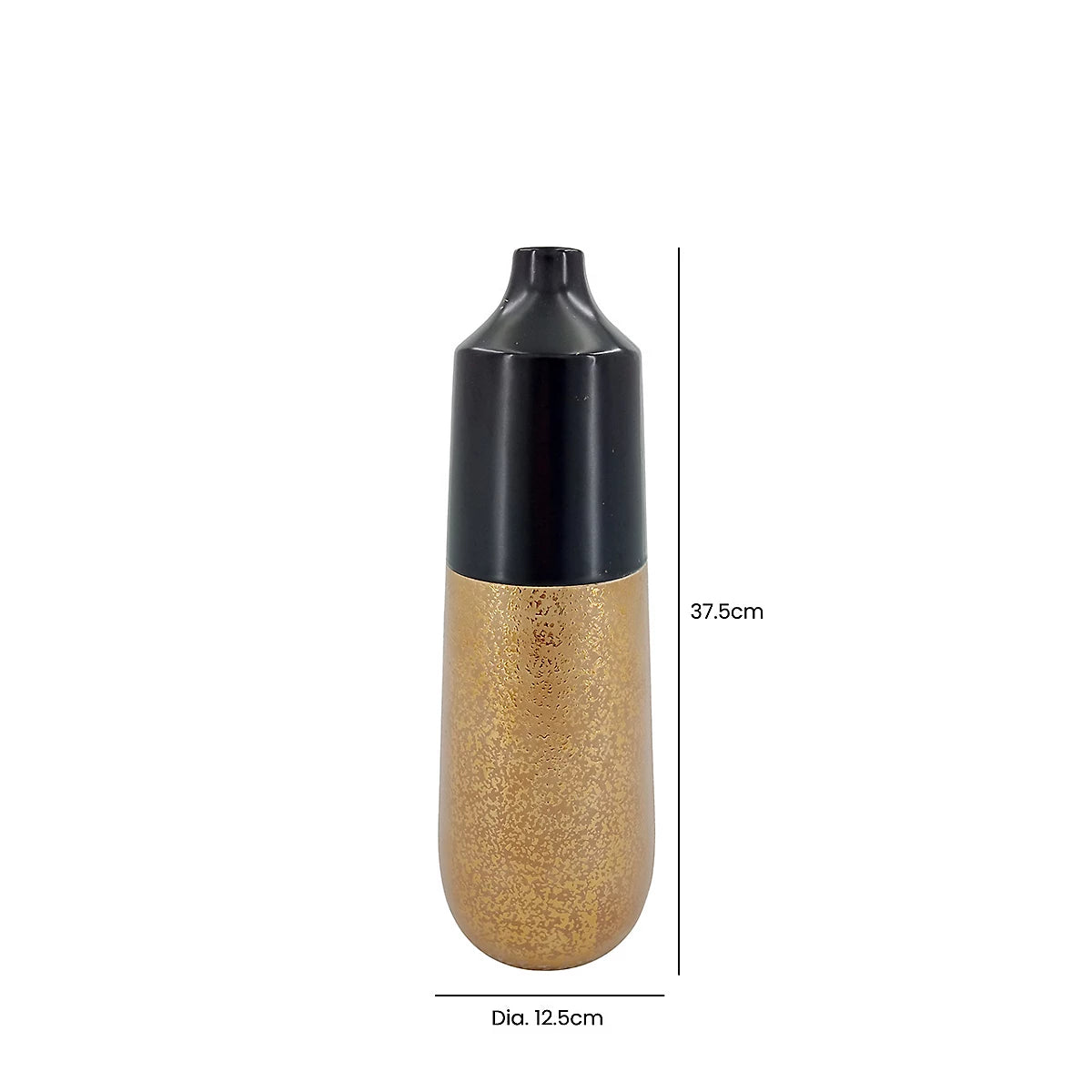 Black & Gold Textured Ceramic Vase (Medium)