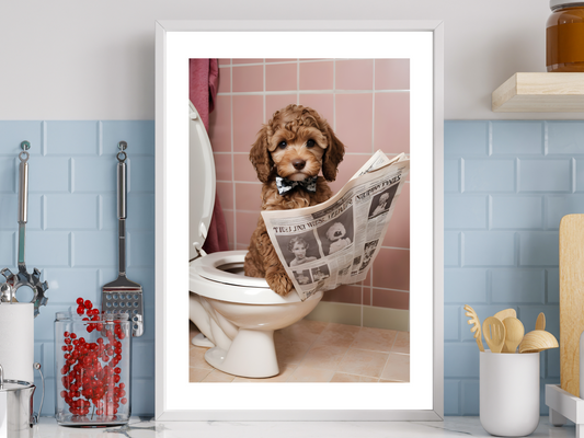 Cockapoo Puppy on Toilet