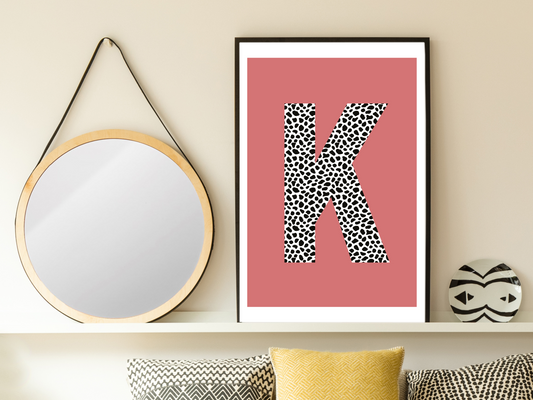 Deep Coral Initial Personalised Print