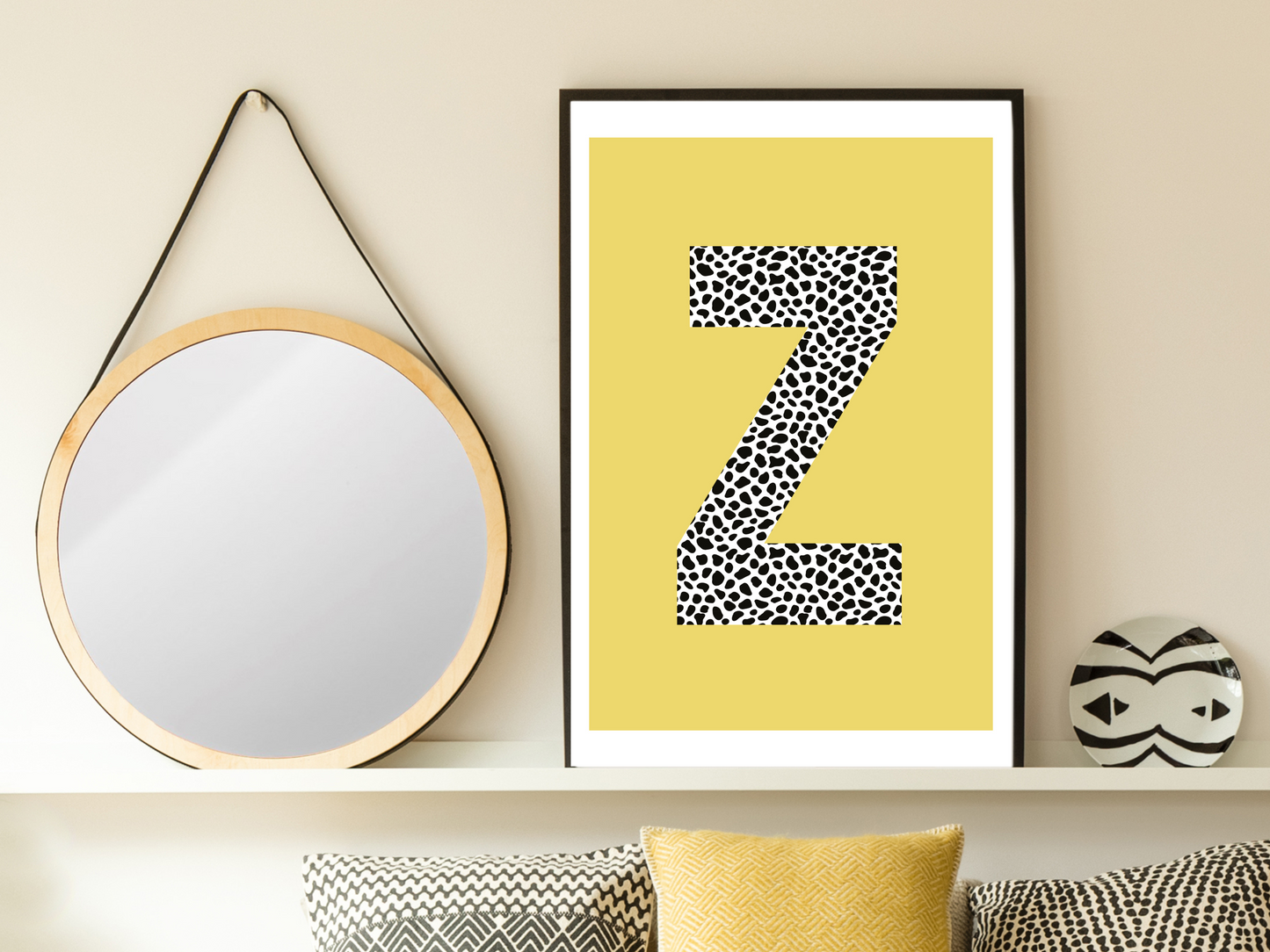 Yellow Initial Personalised Print