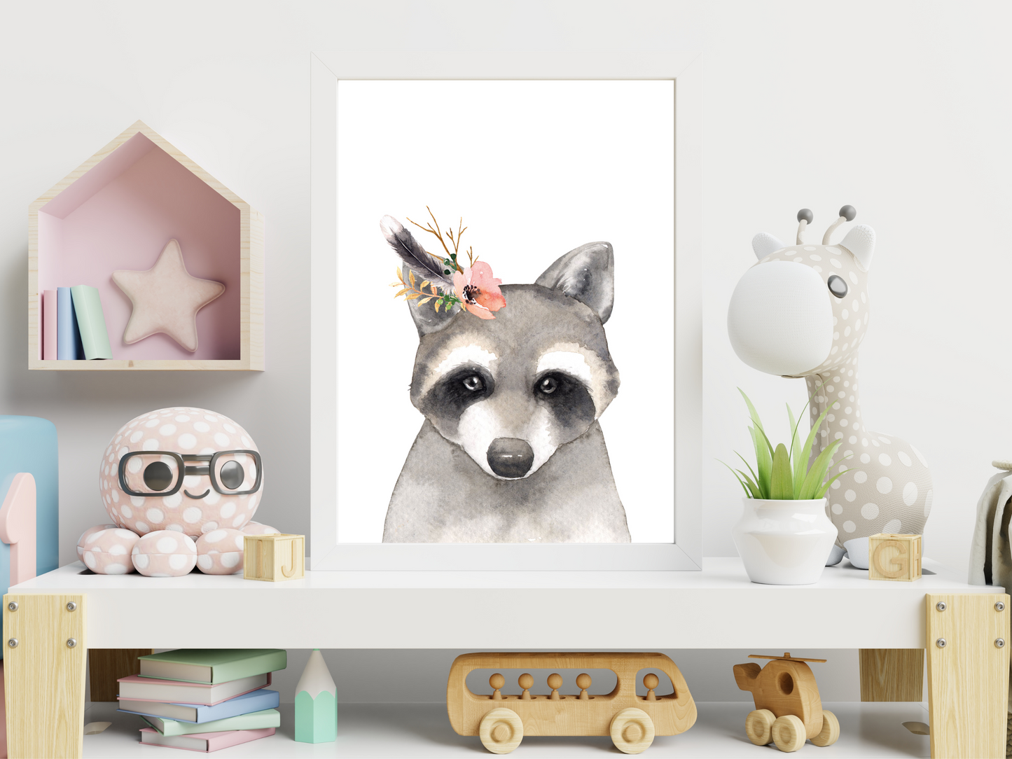 Floral Woodland Raccoon