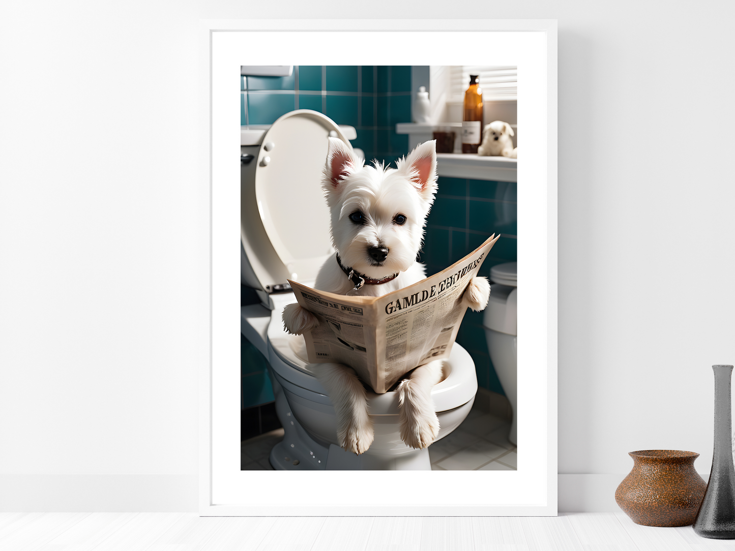 Westie on Toilet