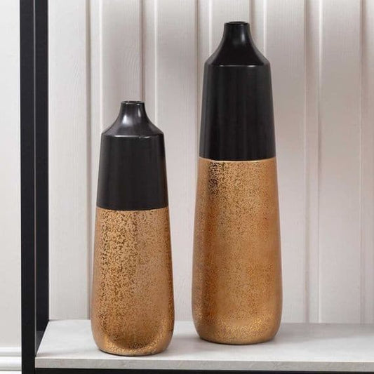 Black & Gold Textured Ceramic Vase (Large)