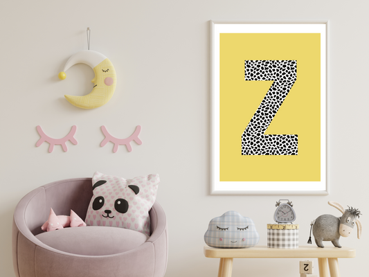 Yellow Initial Personalised Print