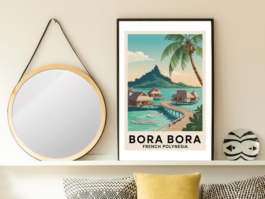 Bora Bora French Polynesia Travel Poster | Vintage Tropical Print