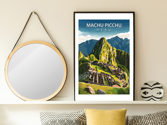 Machu Picchu Peru Travel Poster | Vintage Wall Print