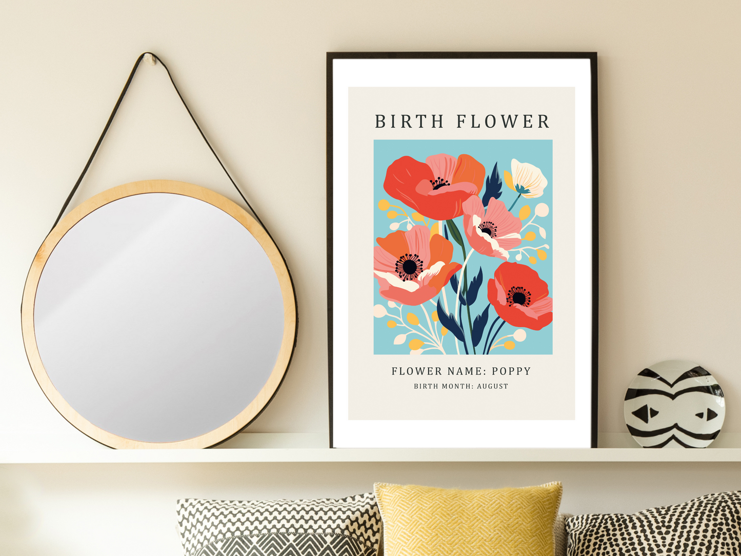 Birth Flower Print August Poppy | Birthday Month Poster