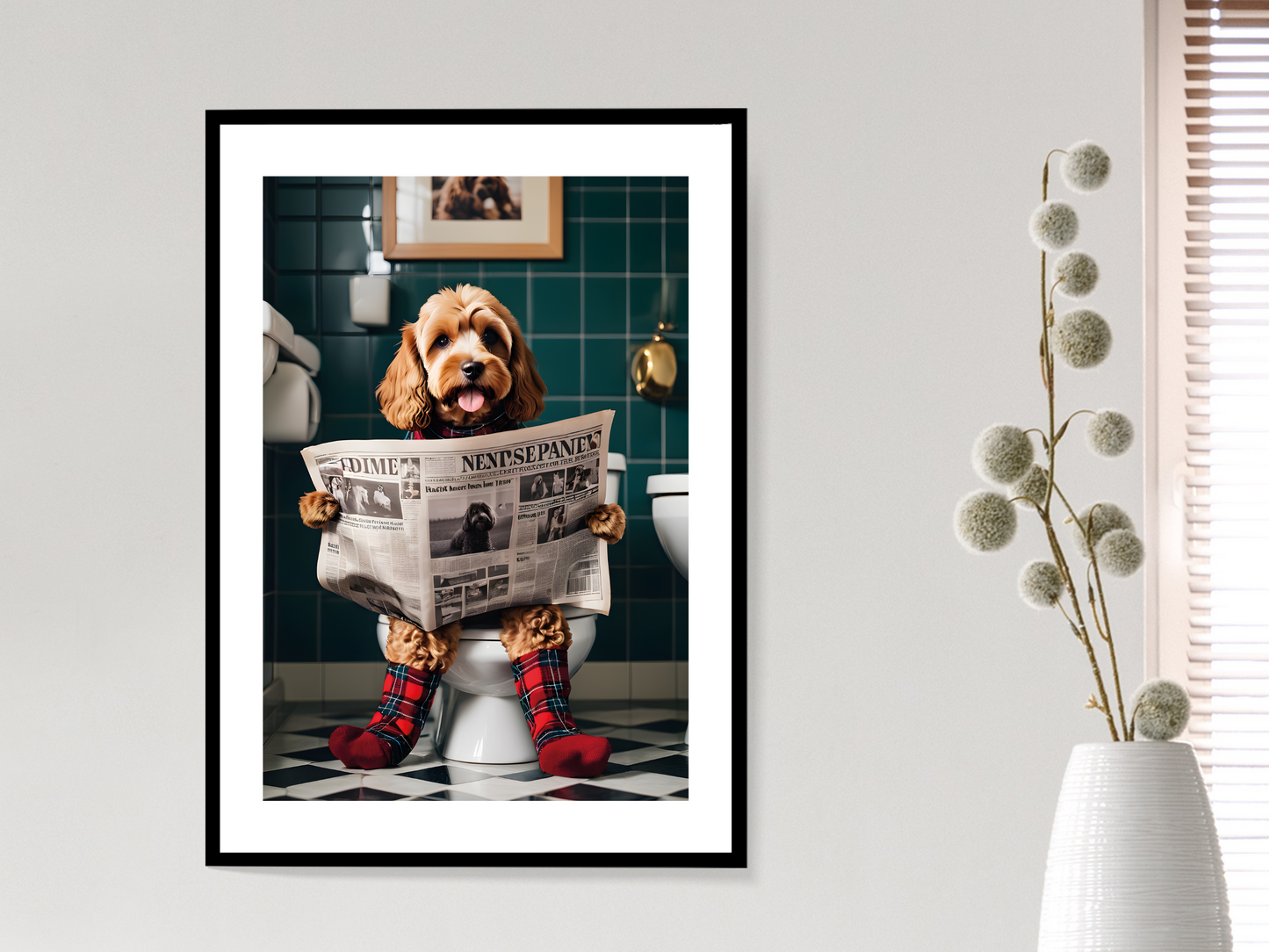 Cockapoo on Toilet