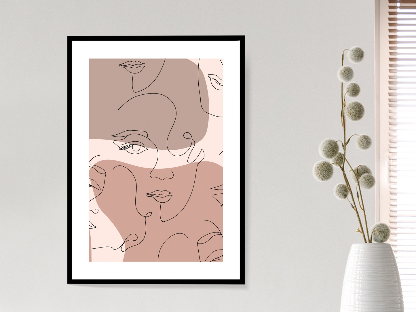 Abstract Face Lines - Neutral Pinks