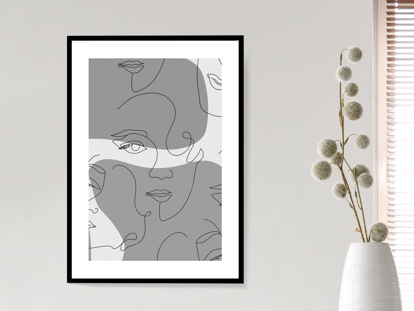 Abstract Face Lines - Grey