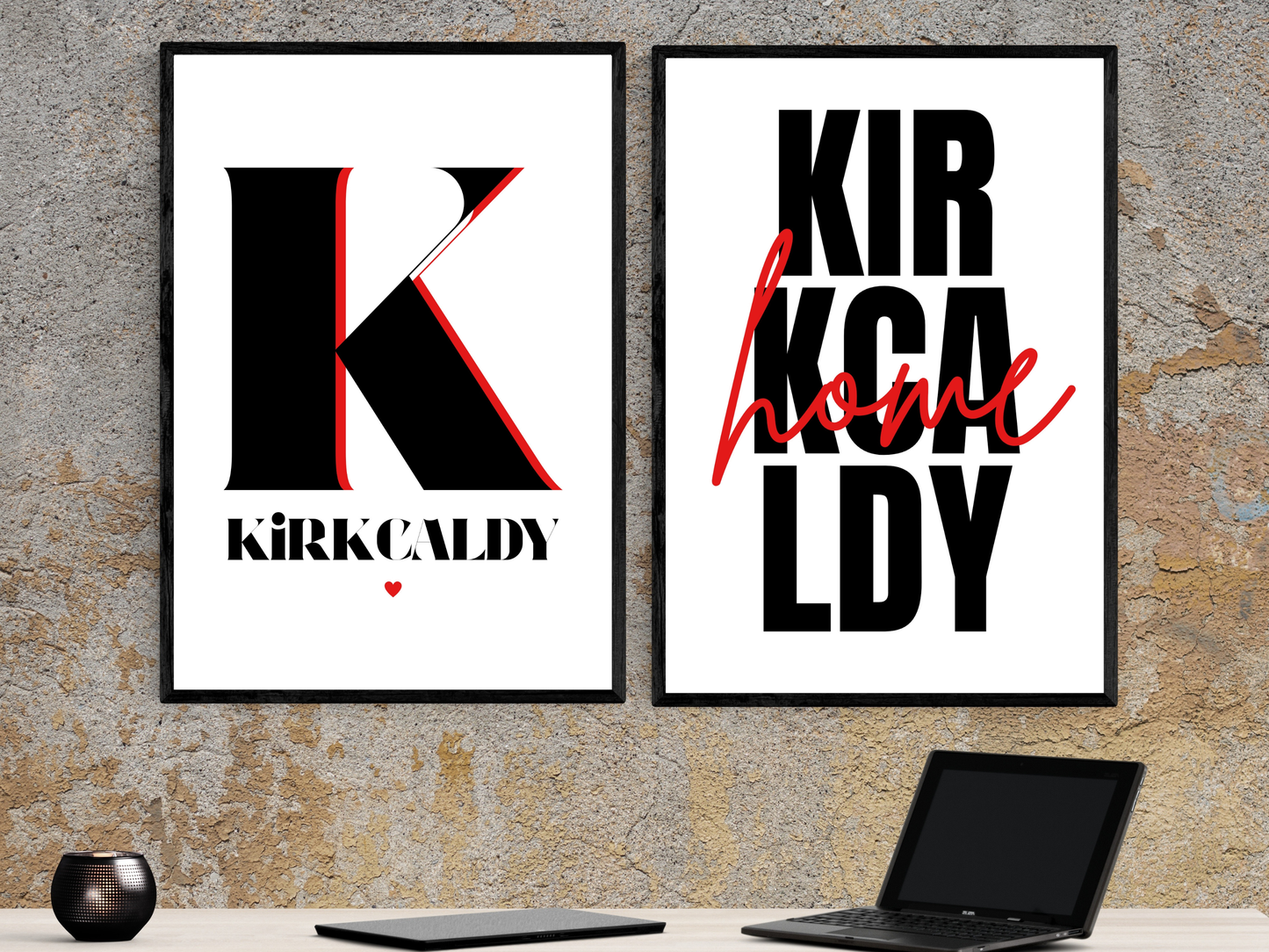 Kirkcaldy K Black & Red Print