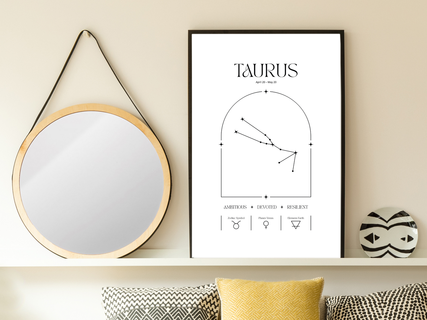 Taurus Zodiac Print | Minimalist Astrology Poster
