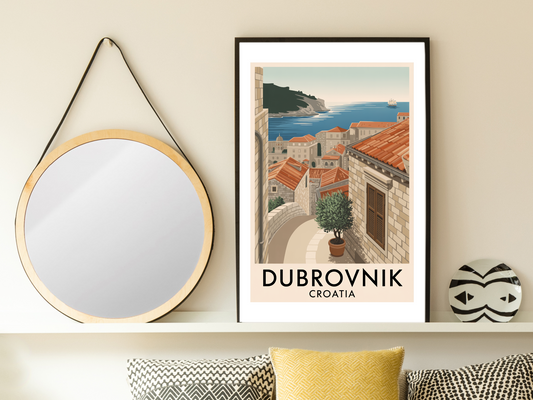 Dubrovnik Croatia Travel Poster | Vintage City Print