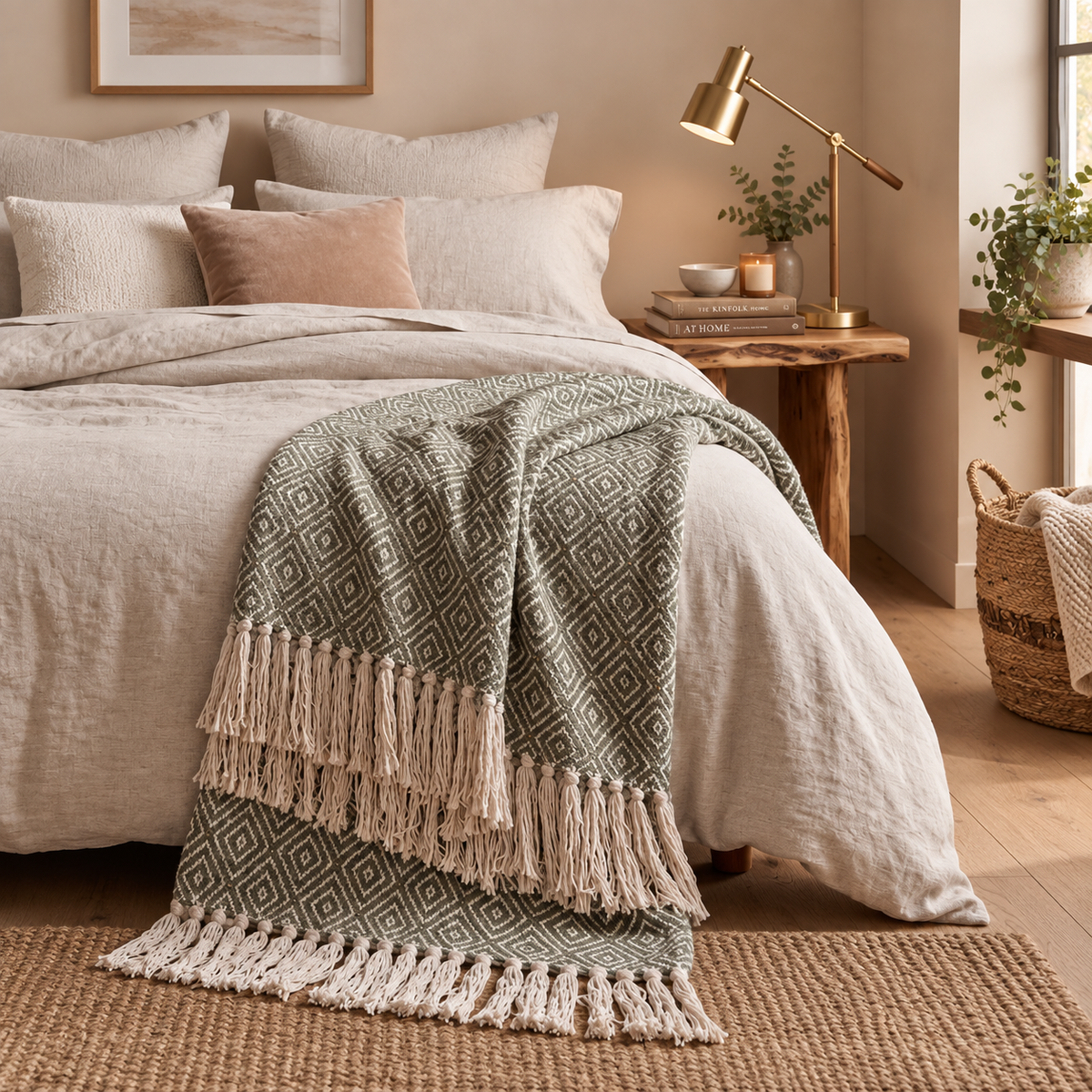Sage Green Diamond Throw – view 3