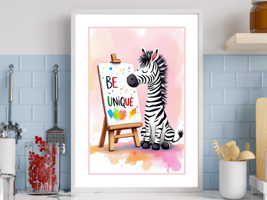 Zebra Be Unique Watercolour Art