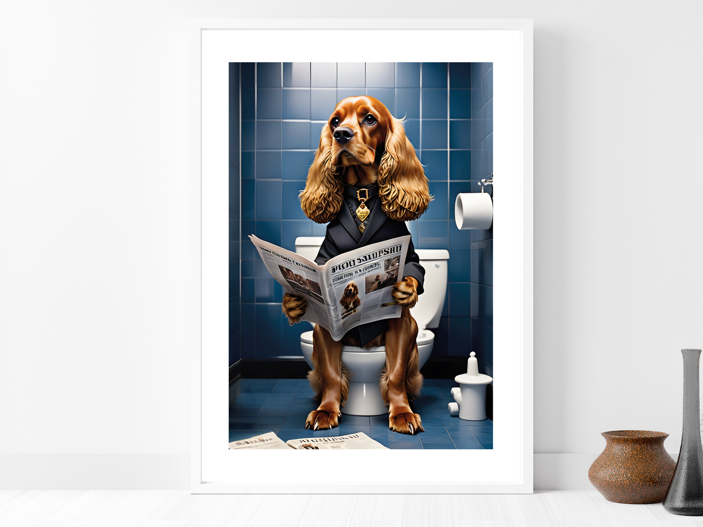 Cocker Spaniel on Toilet