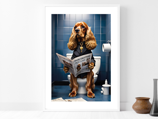 Cocker Spaniel on Toilet