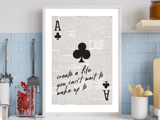 Create A Life Newspaper Poster Print | Funny Motivational Wall Art