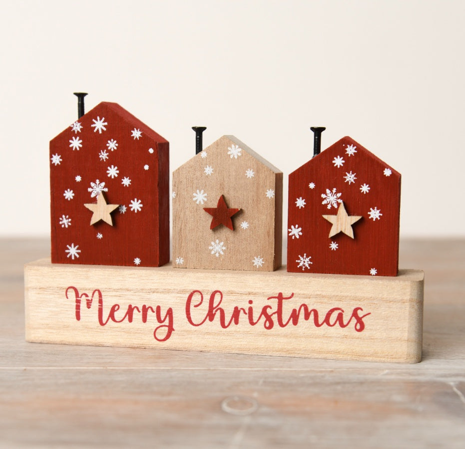 Merry Christmas Wooden House Decoration