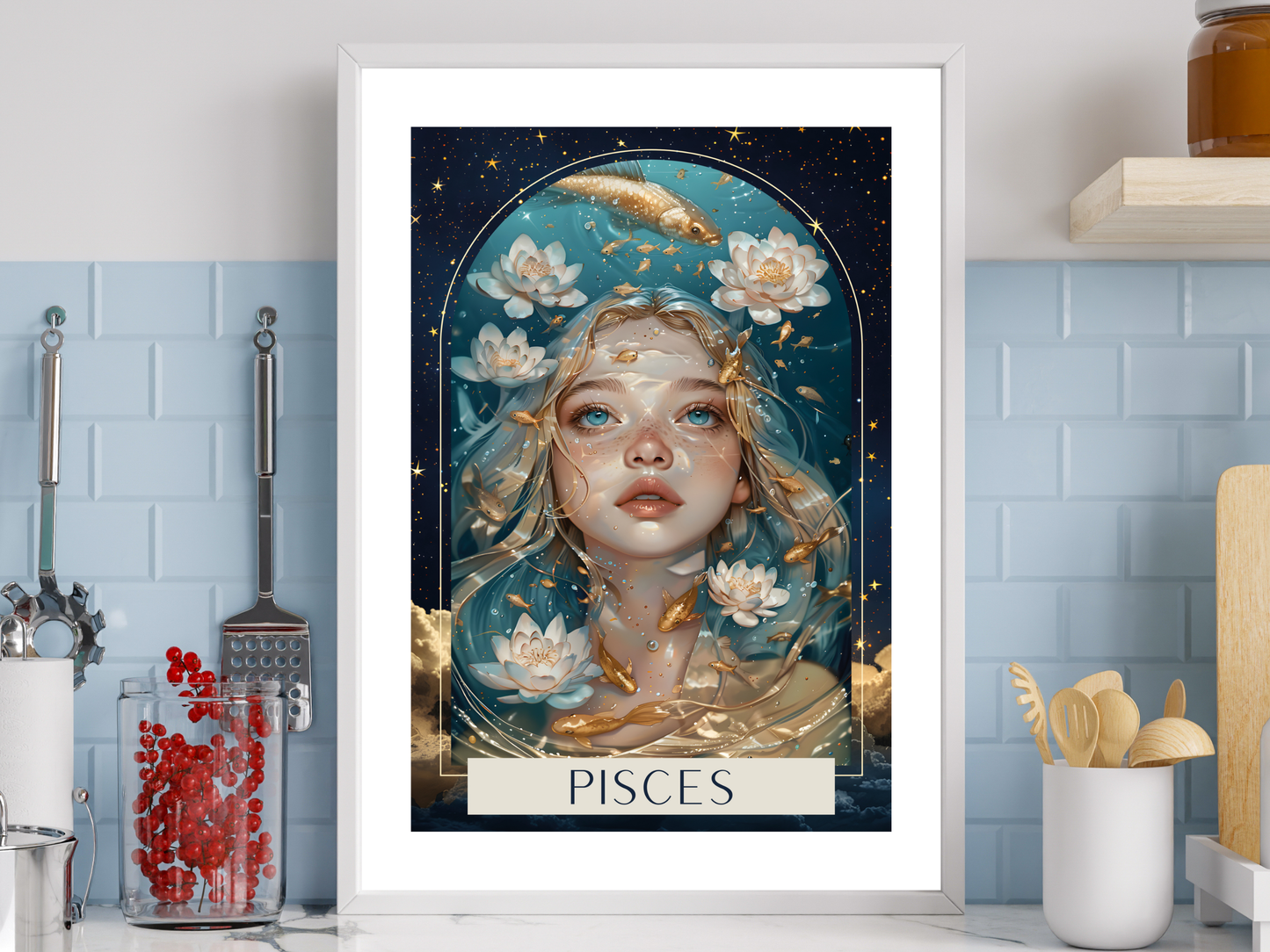 Pisces Zodiac Tarot Print | Astrology Poster