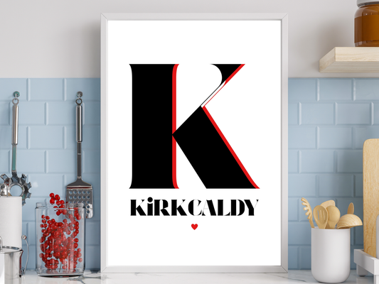 Kirkcaldy K Black & Red Print