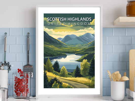 Scottish Highlands Travel Poster | Vintage Wall Print