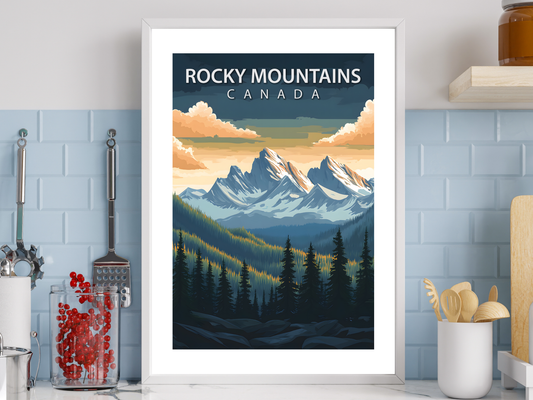 Rocky Mountains Travel Poster | Vintage Wall Print
