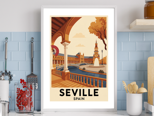 Seville Spain Travel Poster | Vintage Wall Print