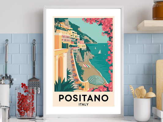 Positano Travel Poster | Vintage Wall Print