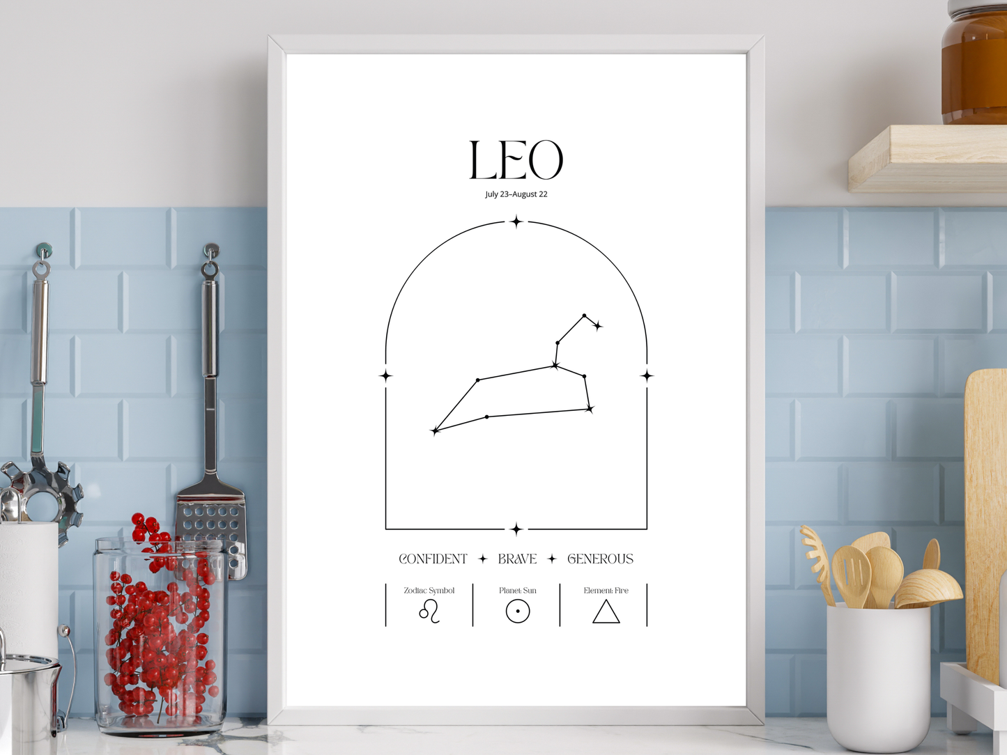 Leo Zodiac Print | Minimalist Astrology Poster