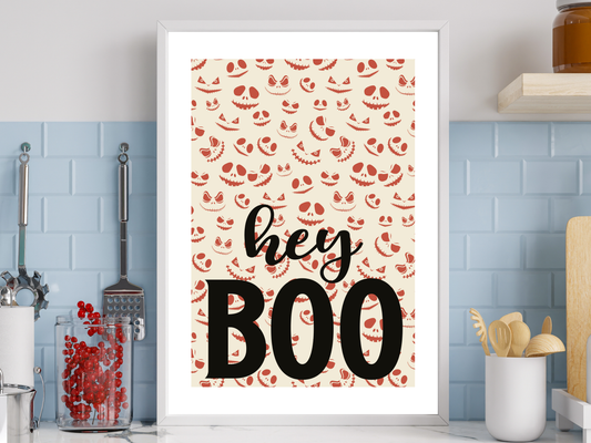 Hey Boo Halloween Print | Fun Seasonal Poster