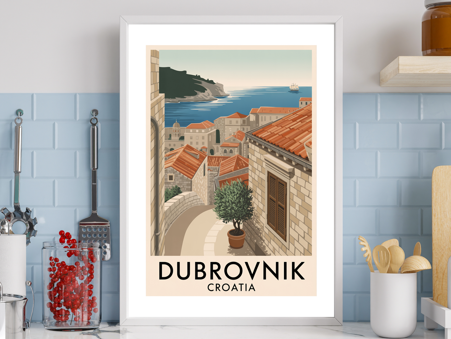 Dubrovnik Croatia Travel Poster | Vintage City Print