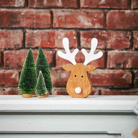 Wooden Reindeer Pom Pom Decoration