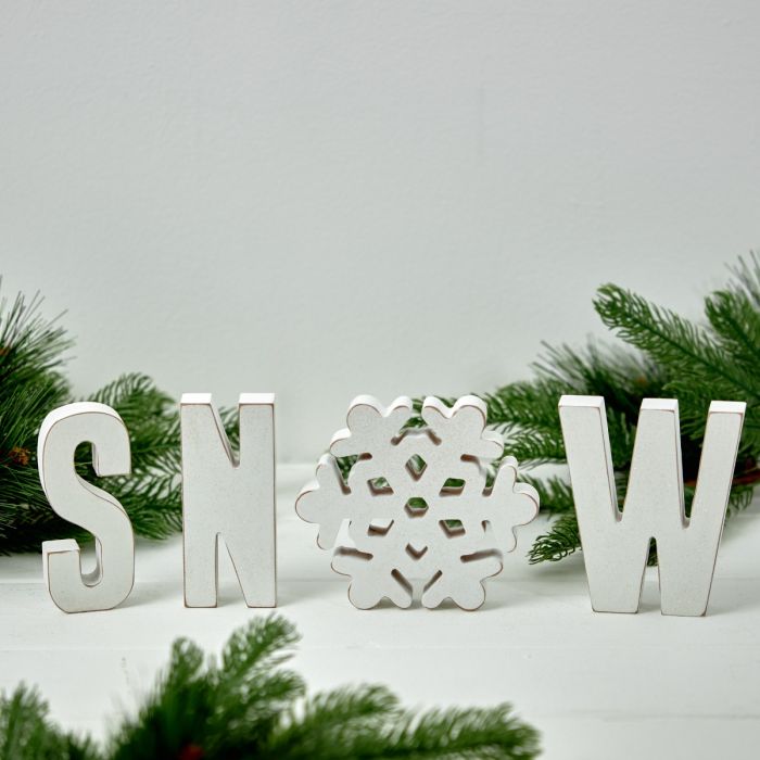 Wooden ‘SNOW’ Word Block Decoration